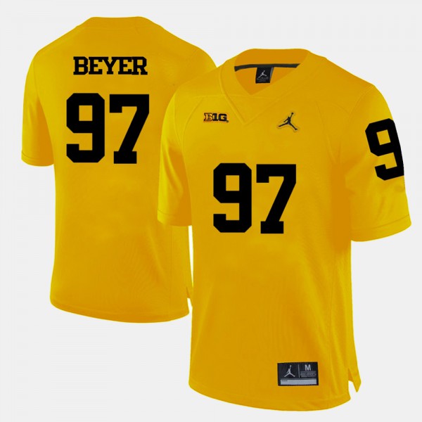 Michigan Wolverines #97 For Men's Brennen Beyer Jersey Yellow NCAA College Football